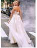 Strapless Ivory Lace Tulle Fabulous Wedding Dress Strapless Ivory Lace Tulle Fabulous Wedding Dress